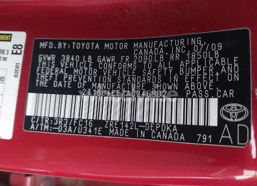 Photo 9 of 2010 Toyota Corolla LE (VIN 2T1BU4EE7AC246902)