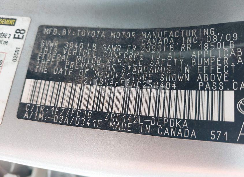 Photo 9 of 2010 Toyota Corolla LE (VIN 2T1BU4EE7AC258404)