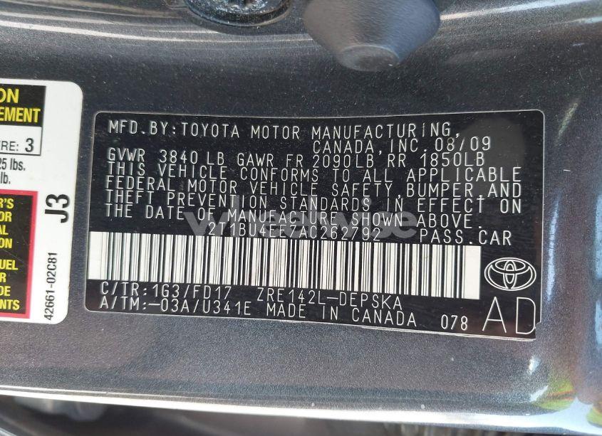 Photo 9 of 2010 Toyota Corolla S (VIN 2T1BU4EE7AC262792)