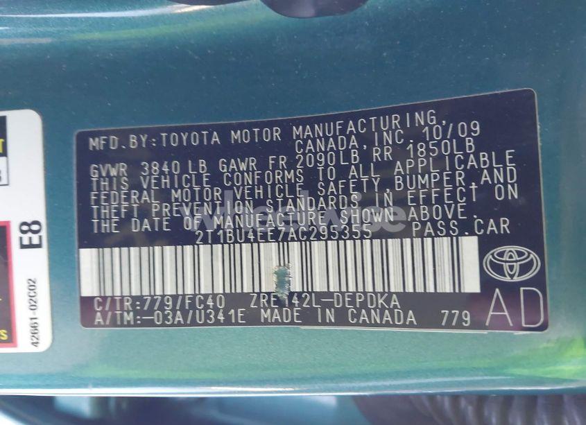 Photo 9 of 2010 Toyota Corolla LE (VIN 2T1BU4EE7AC295355)