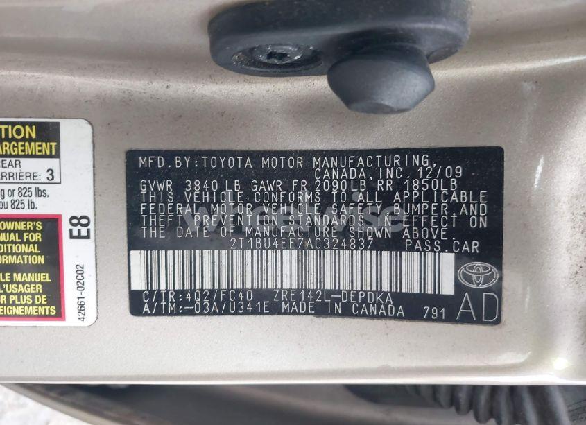 Photo 9 of 2010 Toyota Corolla LE (VIN 2T1BU4EE7AC324837)