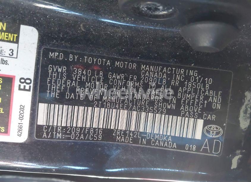 Photo 9 of 2010 Toyota Corolla (VIN 2T1BU4EE7AC335529)