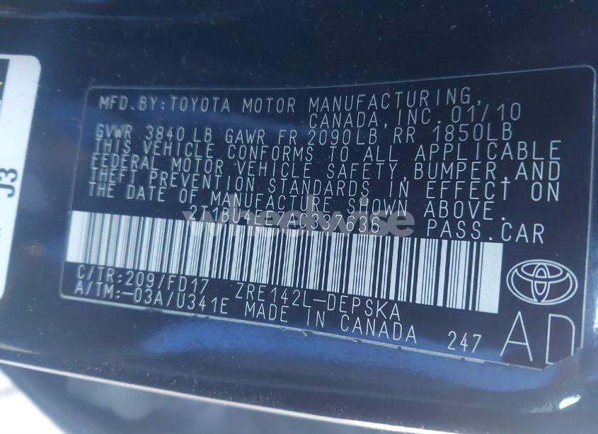 Photo 9 of 2010 Toyota Corolla S (VIN 2T1BU4EE7AC337636)