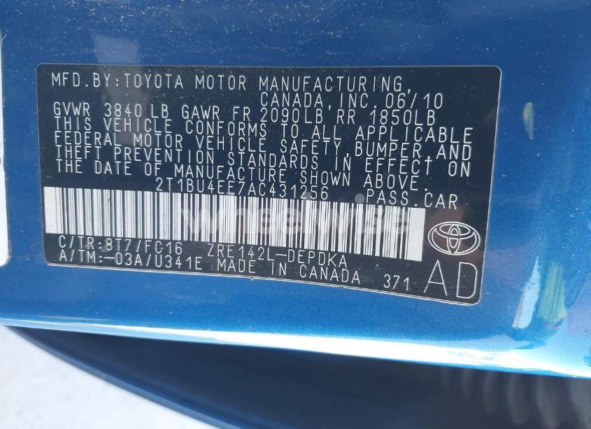 Photo 9 of 2010 Toyota Corolla LE (VIN 2T1BU4EE7AC431256)