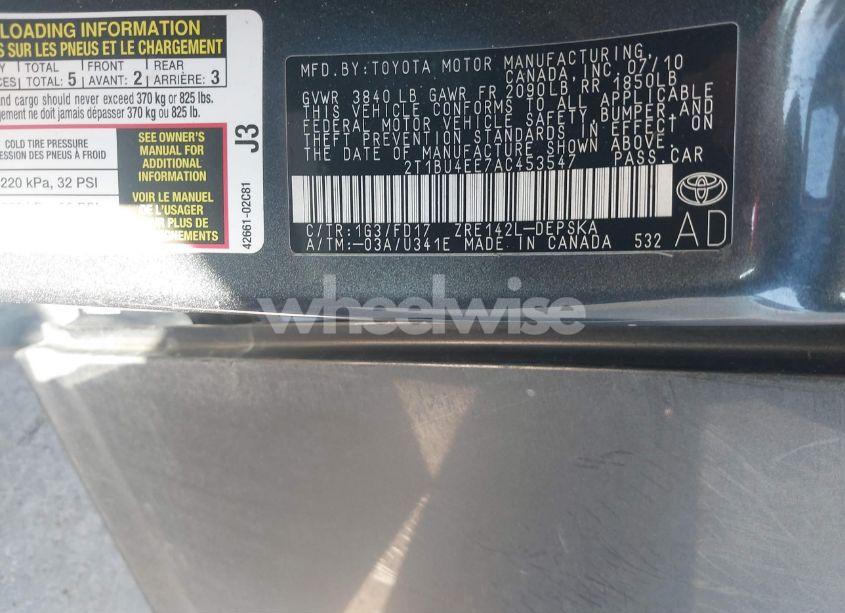 Photo 9 of 2010 Toyota Corolla S (VIN 2T1BU4EE7AC453547)