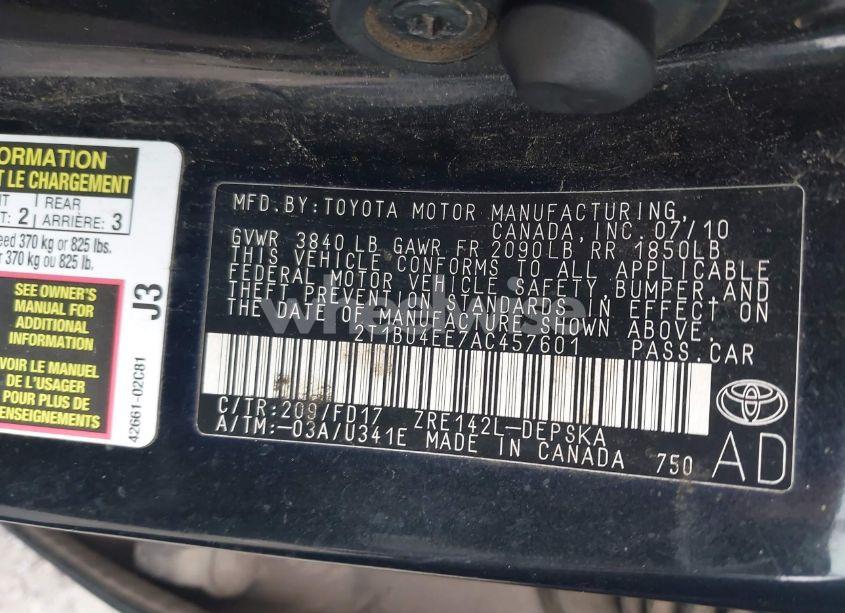 Photo 9 of 2010 Toyota Corolla S (VIN 2T1BU4EE7AC457601)