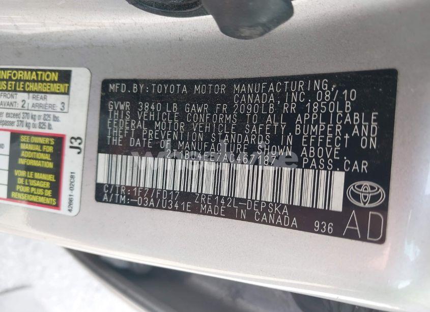 Photo 9 of 2010 Toyota Corolla S (VIN 2T1BU4EE7AC467187)