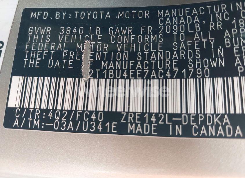 Photo 9 of 2010 Toyota Corolla LE (VIN 2T1BU4EE7AC471790)