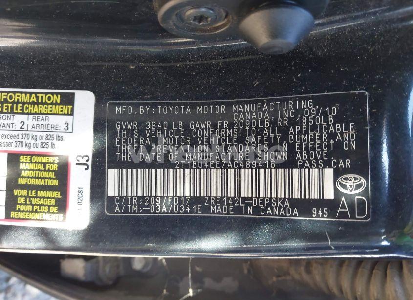 Photo 9 of 2010 Toyota Corolla S (VIN 2T1BU4EE7AC489416)