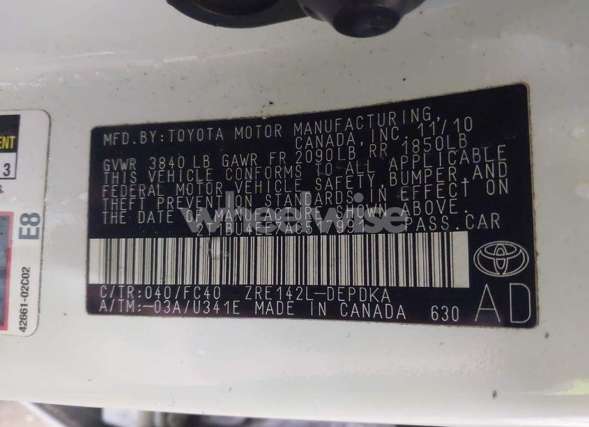 Photo 9 of 2010 Toyota Corolla LE (VIN 2T1BU4EE7AC517991)