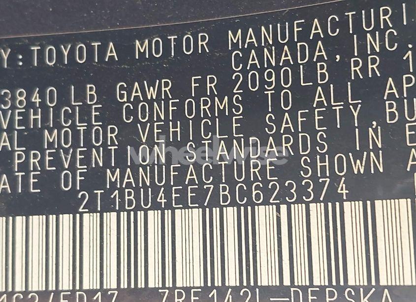 Photo 9 of 2011 Toyota Corolla S (VIN 2T1BU4EE7BC623374)