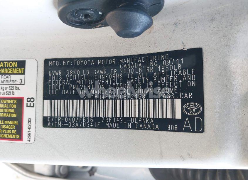 Photo 9 of 2011 Toyota Corolla LE (VIN 2T1BU4EE7BC672168)