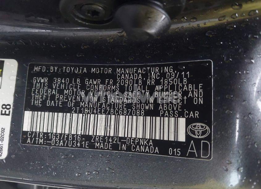 Photo 9 of 2011 Toyota Corolla LE (VIN 2T1BU4EE7BC687088)