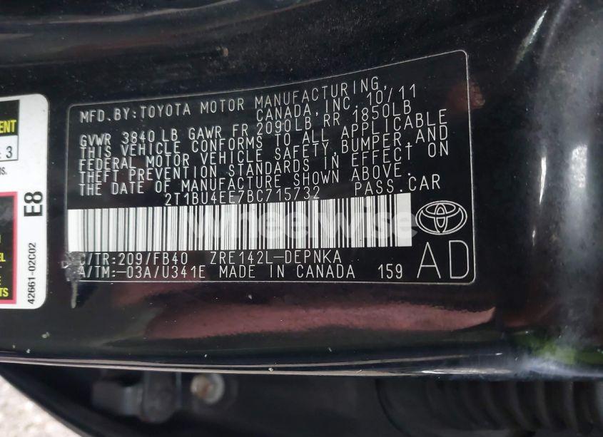 Photo 9 of 2011 Toyota Corolla LE (VIN 2T1BU4EE7BC715732)