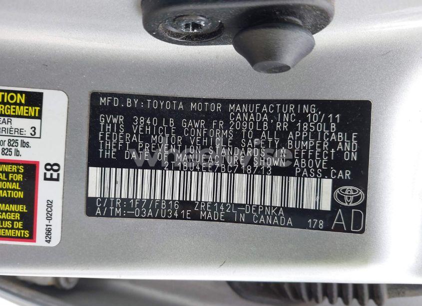 Photo 9 of 2011 Toyota Corolla LE (VIN 2T1BU4EE7BC718713)