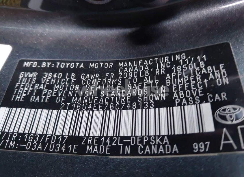 Photo 9 of 2011 Toyota Corolla S (VIN 2T1BU4EE7BC748133)