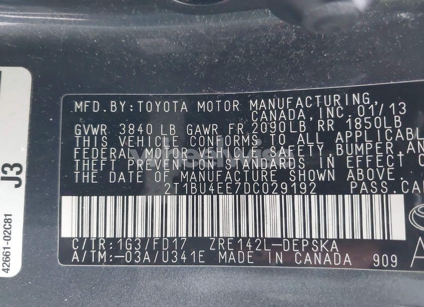 Photo 9 of 2013 Toyota Corolla S (VIN 2T1BU4EE7DC029192)