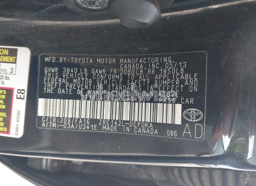 Photo 9 of 2013 Toyota Corolla L (VIN 2T1BU4EE7DC089439)