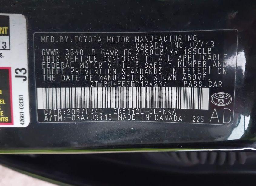 Photo 9 of 2013 Toyota Corolla LE (VIN 2T1BU4EE7DC124237)