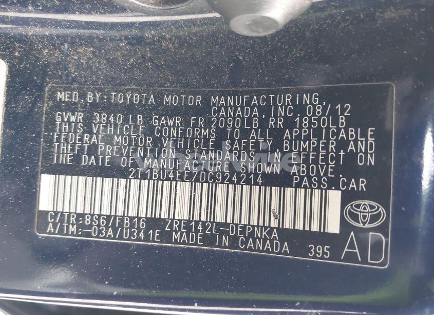 Photo 9 of 2013 Toyota Corolla LE (VIN 2T1BU4EE7DC924214)