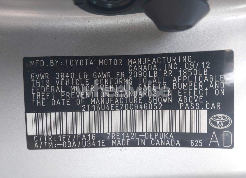 Photo 9 of 2013 Toyota Corolla L (VIN 2T1BU4EE7DC946052)