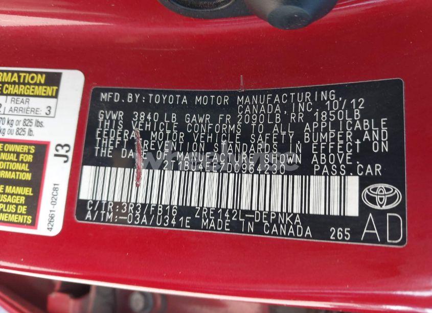 Photo 9 of 2013 Toyota Corolla LE (VIN 2T1BU4EE7DC964230)