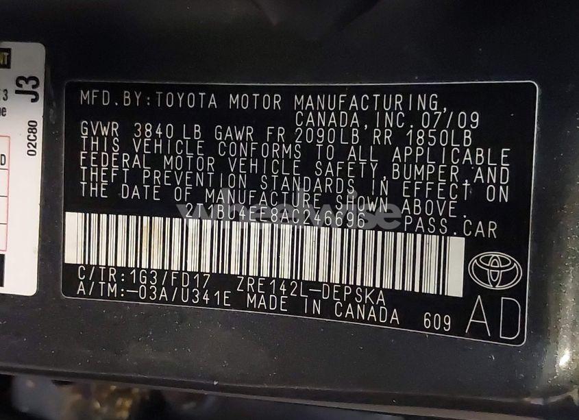 Photo 9 of 2010 Toyota Corolla S (VIN 2T1BU4EE8AC246696)