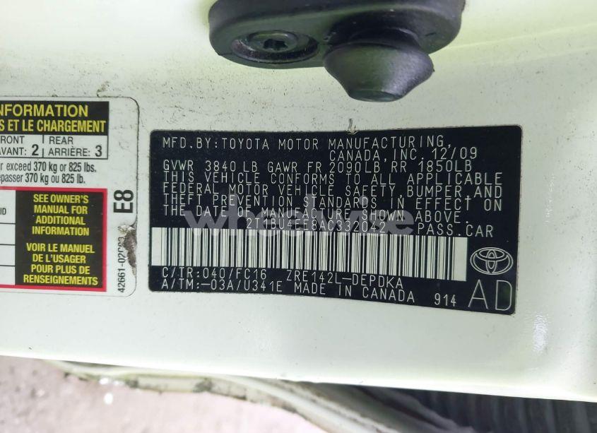 Photo 9 of 2010 Toyota Corolla LE (VIN 2T1BU4EE8AC332042)