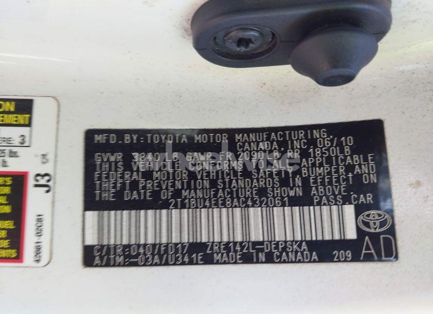 Photo 9 of 2010 Toyota Corolla S (VIN 2T1BU4EE8AC432061)