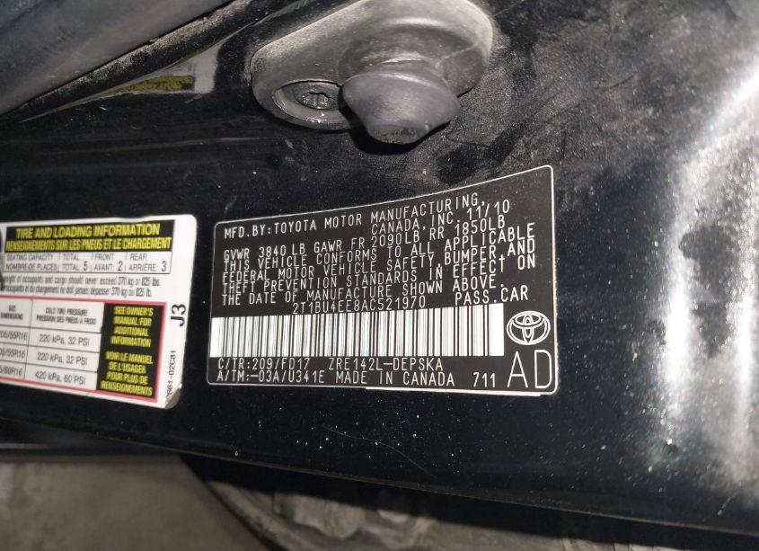 Photo 9 of 2010 Toyota Corolla S (VIN 2T1BU4EE8AC521970)