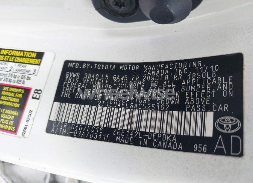 Photo 9 of 2010 Toyota Corolla LE (VIN 2T1BU4EE8AC525162)