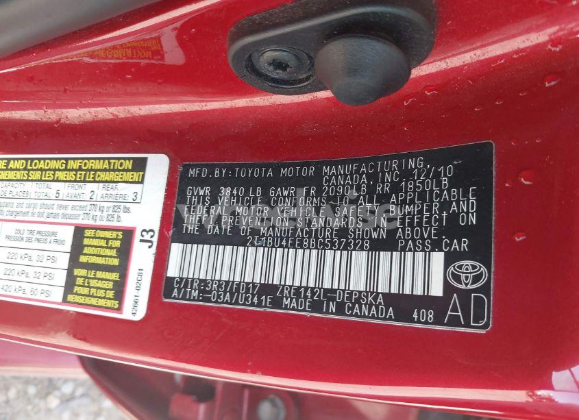 Photo 9 of 2011 Toyota Corolla S (VIN 2T1BU4EE8BC537328)