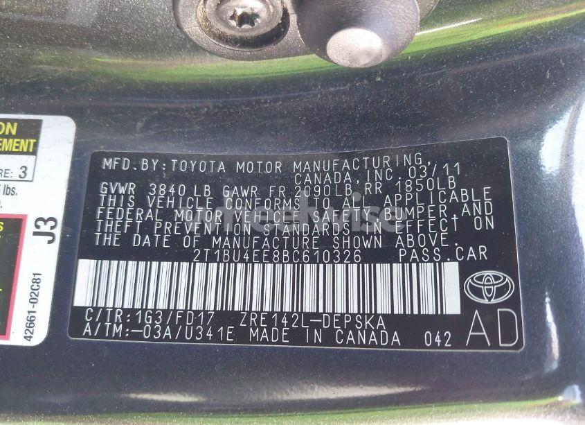 Photo 9 of 2011 Toyota Corolla S (VIN 2T1BU4EE8BC610326)