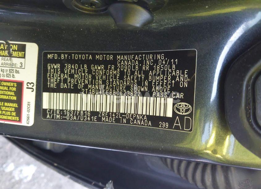Photo 9 of 2011 Toyota Corolla LE (VIN 2T1BU4EE8BC623822)