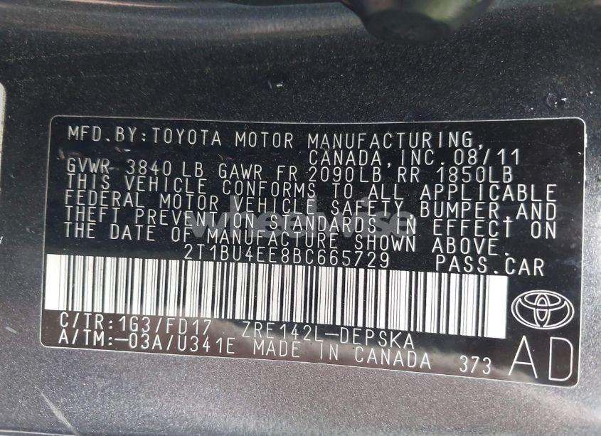 Photo 9 of 2011 Toyota Corolla S (VIN 2T1BU4EE8BC665729)