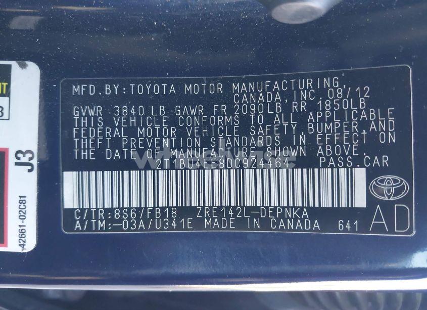 Photo 9 of 2013 Toyota Corolla LE (VIN 2T1BU4EE8DC924464)