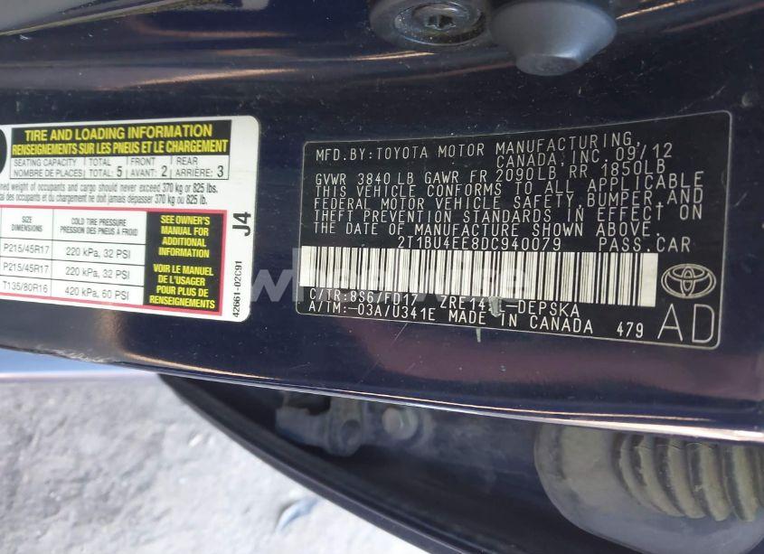 Photo 9 of 2013 Toyota Corolla S (VIN 2T1BU4EE8DC940079)