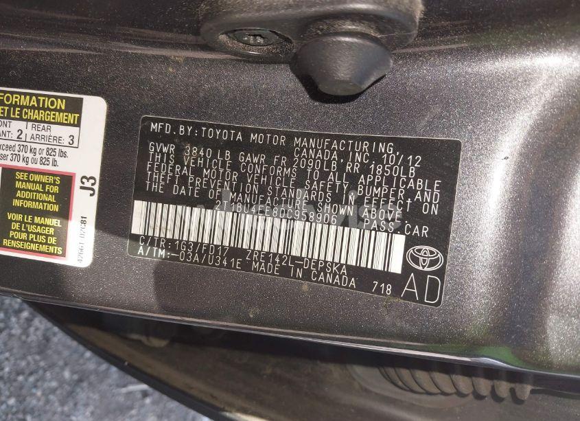 Photo 9 of 2013 Toyota Corolla S (VIN 2T1BU4EE8DC958906)