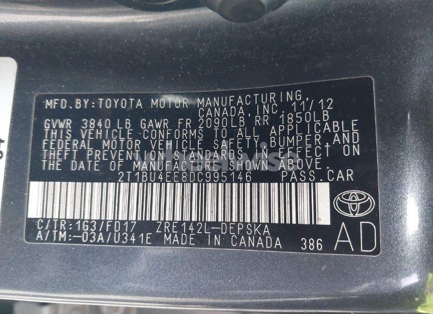 Photo 9 of 2013 Toyota Corolla S (VIN 2T1BU4EE8DC995146)