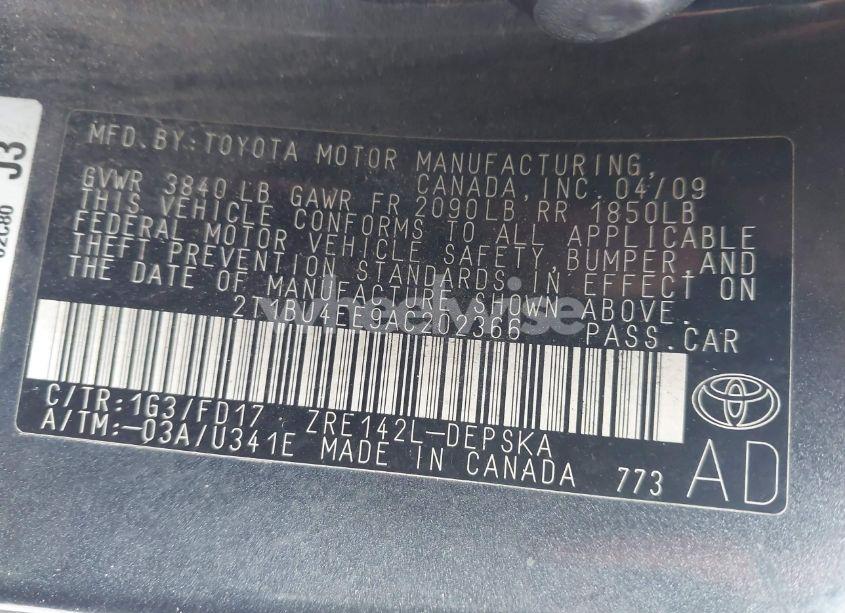 Photo 9 of 2010 Toyota Corolla S (VIN 2T1BU4EE9AC202366)