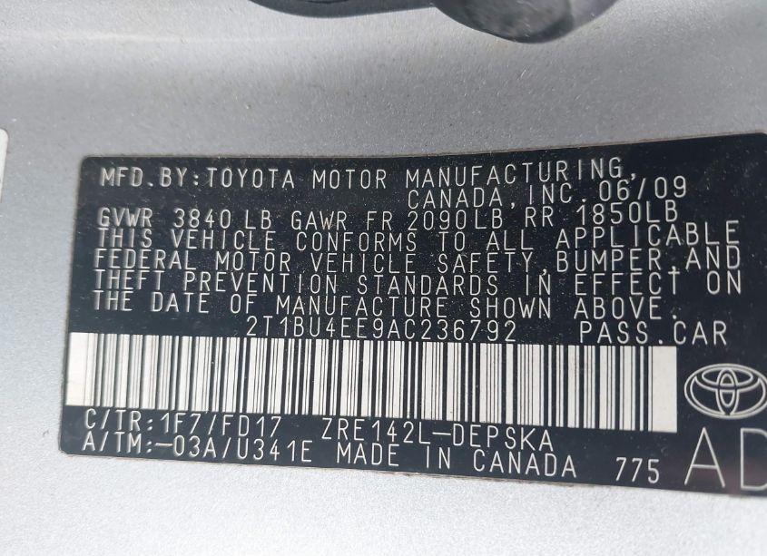 Photo 9 of 2010 Toyota Corolla S (VIN 2T1BU4EE9AC236792)