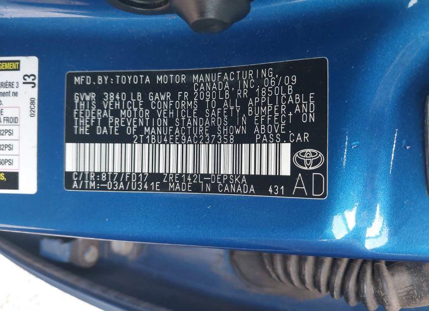 Photo 9 of 2010 Toyota Corolla S (VIN 2T1BU4EE9AC237358)