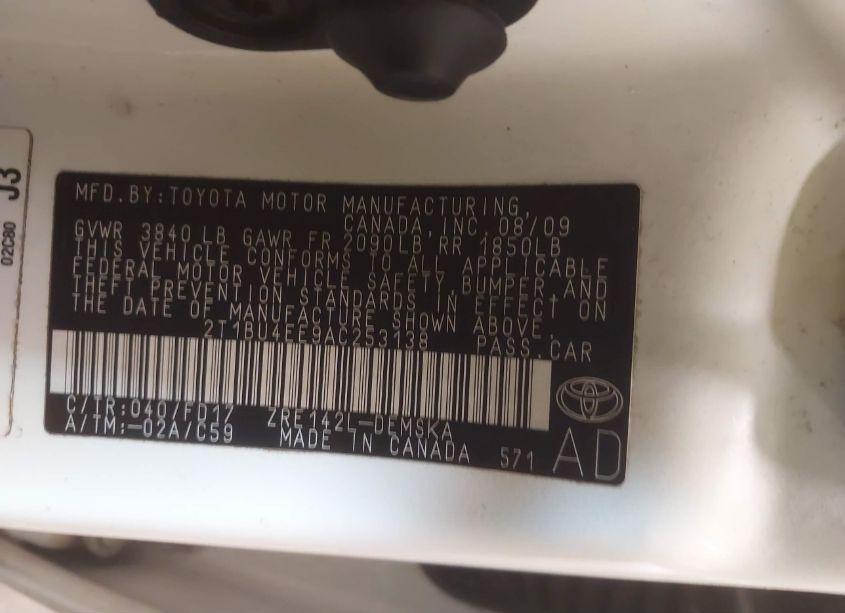 Photo 9 of 2010 Toyota Corolla S (VIN 2T1BU4EE9AC253138)