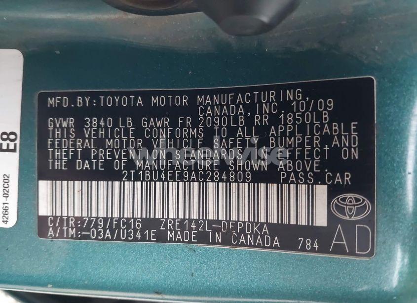 Photo 9 of 2010 Toyota Corolla LE (VIN 2T1BU4EE9AC284809)