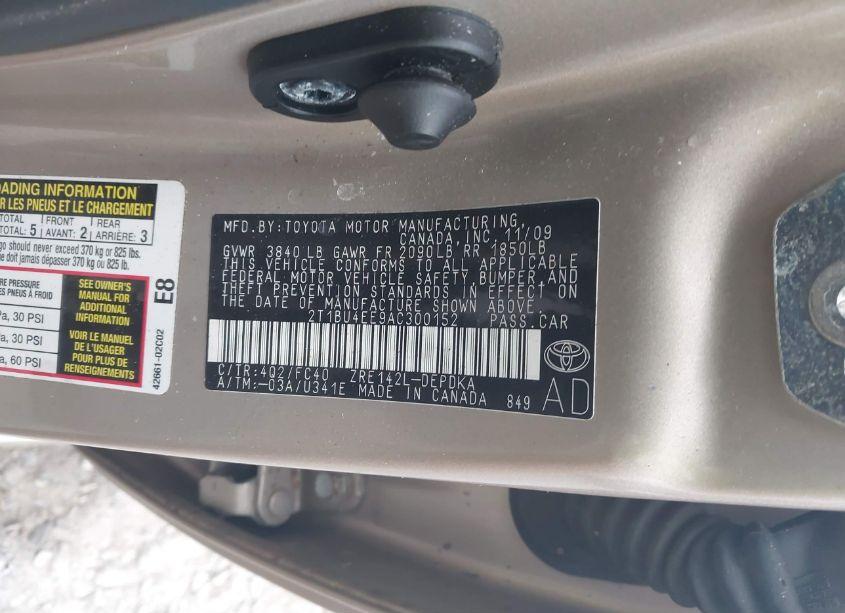 Photo 9 of 2010 Toyota Corolla LE (VIN 2T1BU4EE9AC300152)