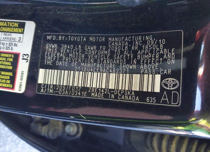 Photo 9 of 2010 Toyota Corolla S (VIN 2T1BU4EE9AC482371)