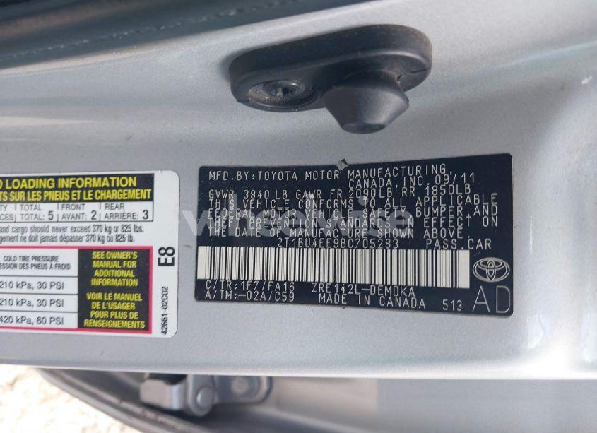 Photo 9 of 2011 Toyota Corolla N/A (VIN 2T1BU4EE9BC705283)