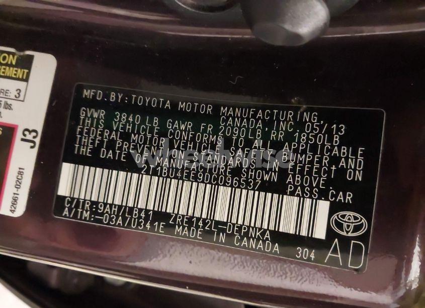 Photo 9 of 2013 Toyota Corolla LE SPECIAL EDITION (VIN 2T1BU4EE9DC096537)