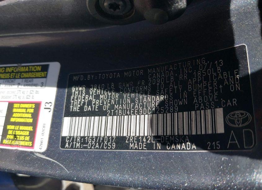 Photo 9 of 2013 Toyota Corolla S (VIN 2T1BU4EE9DC125289)