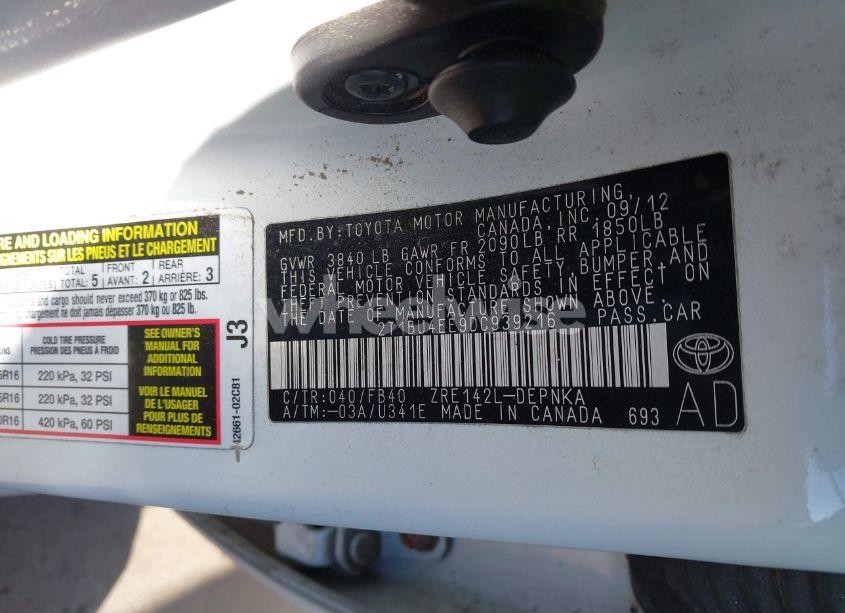 Photo 9 of 2013 Toyota Corolla LE (VIN 2T1BU4EE9DC939216)